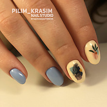 Гелевое укрепление ногтей, покрытие гель лаком, слайдер дизайн